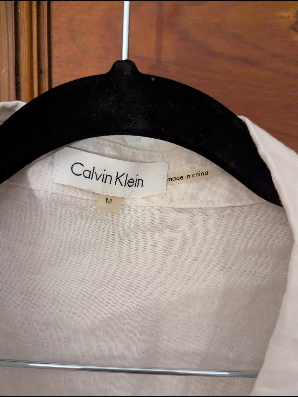 Calvin Klein White Button-Down Linen Shirt - Picture 2 of 3